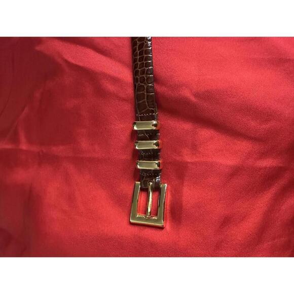 Cipriani classic cognac brown Italian alligator calfskin skinny belt Size Medium main image 6
